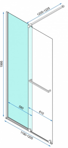 Душевая стенка Rea Cortis Black 120 K8880