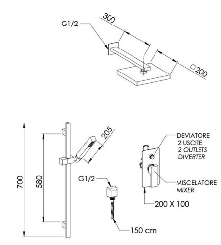Душевая система Remer Absolute AU09S01SD20