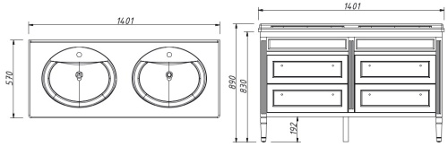 Тумба напольная Caprigo Albion 140 10328-L817