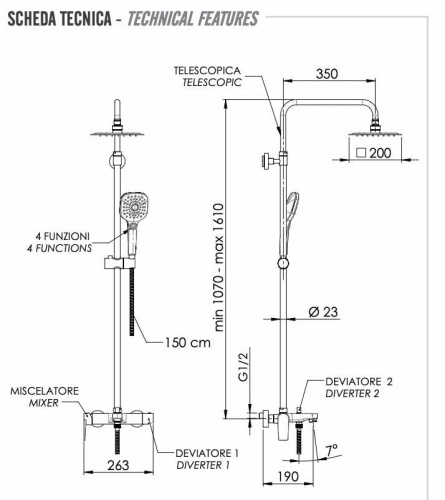 Душевая система Remer Dream D34A8MPUFM25NO, черный матовый