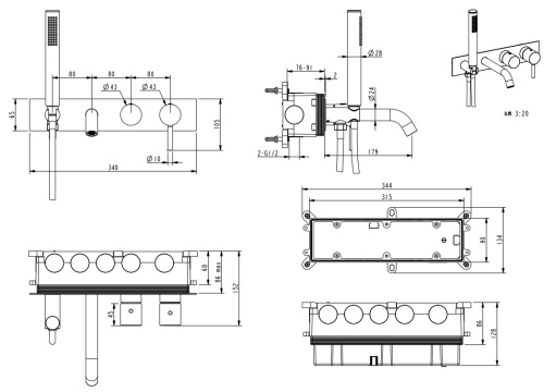 Смеситель для ванны Nemo Round NM-2353BGM brush gun metal