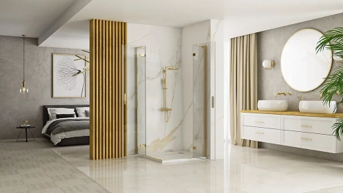 Душевой уголок Rea Hugo Double gold brush 90x90 K6609