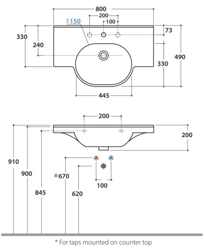 Умывальник Globo MODE ME080BI
