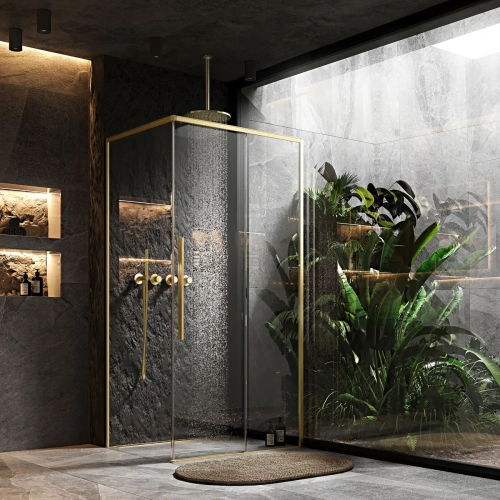 Душевой уголок Rea Solar Brush Gold 90x90 K9500