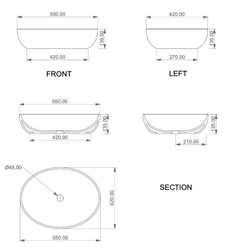 Умывальник GSG Ceramic Design Easy EALAVOV55026