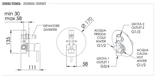 Смеситель для душа Remer X Style X09LBG, золото брашированное