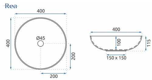 Умывальник Rea Arte Blue U0267