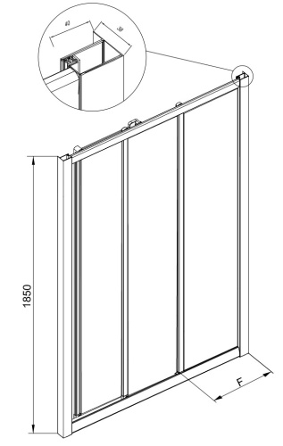 Душевая дверь Kolpa-San Luna TV3D/S 90 silver transparent 560060
