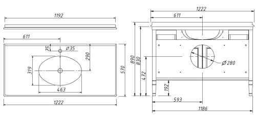 Тумба напольная Caprigo Albion 120 10320-B074