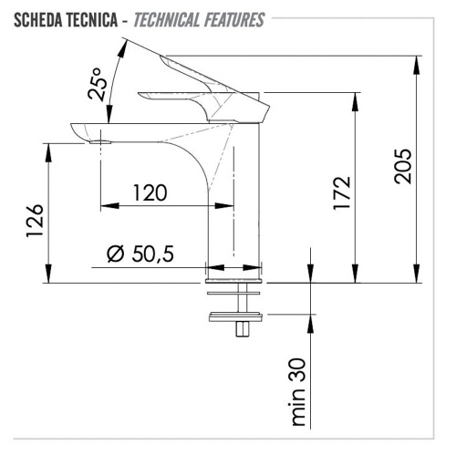 Смеситель для раковины Remer Infinity I12BG, золото брашированное