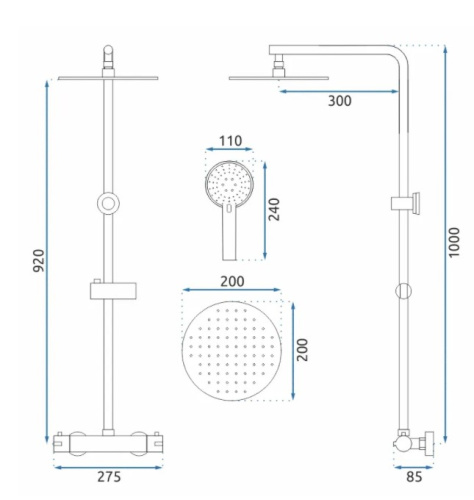 Душевая система Rea Bliss Black P8804