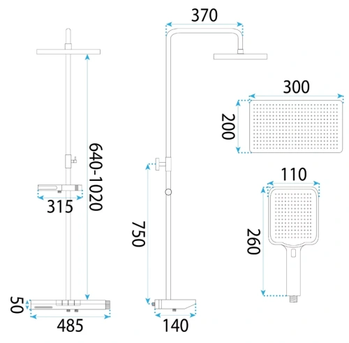 Душевая система Rea Pedro tytan P0896