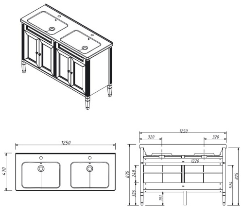 Тумба напольная Caprigo Albion Concept 125 34020-SF015