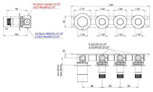 Смеситель для душа Remer X Style N98D3PBG, золото брашированное