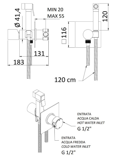 Гигиенический душ Remer Edge EG565NP, никель брашированный