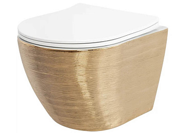 Унитаз подвесной Rea Carlo rimless Flat Brush Gold C6942