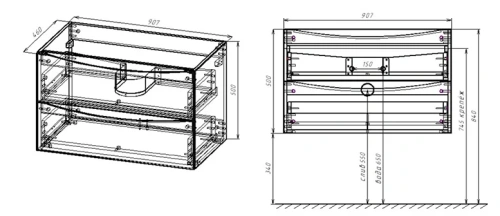 Тумба подвесная Vincea Mia 900 R.Wood VMC-2MC900RW