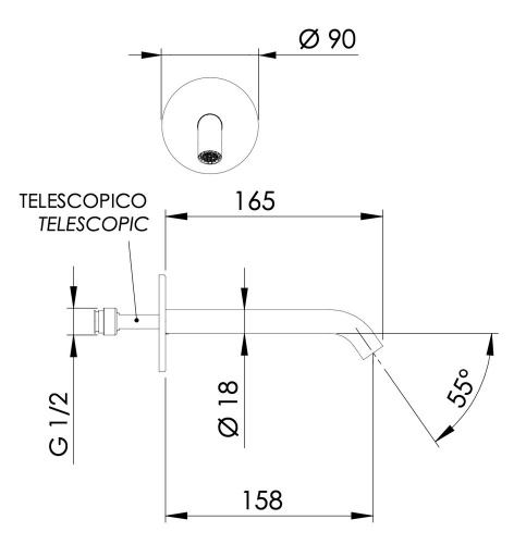 Излив настенный 16 см Daniel Tokyo TK4704B15
